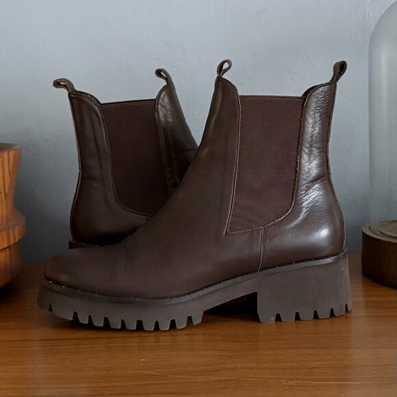 Freda Salvador Brooke Rain Resistant Dark Brown Leather Chelsea Boots 8.5 - Picture 1 of 10